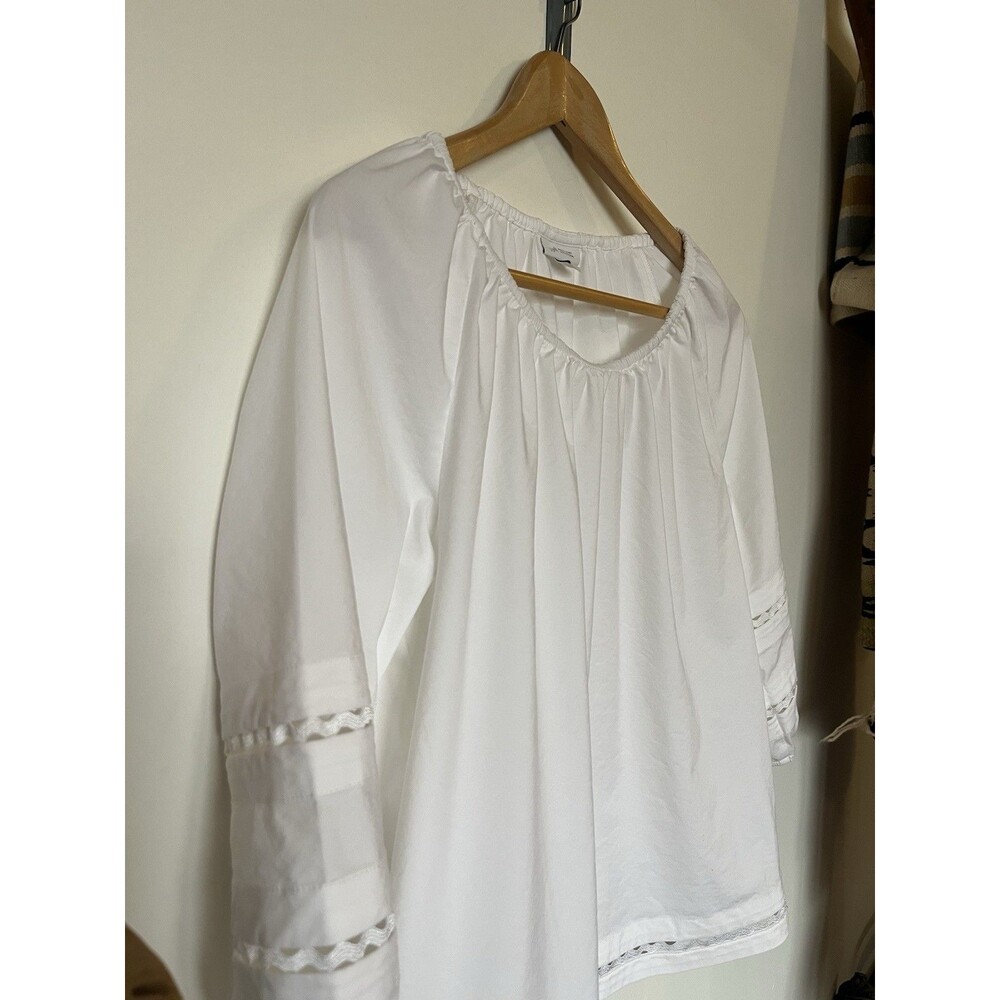 J Jill White Shirt Collection 3/4 Puff Sleeve Peasant Blouse Size Small Petite - Picture 3 of 10